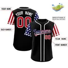 Black American Flag Design Baseball Jersey 2