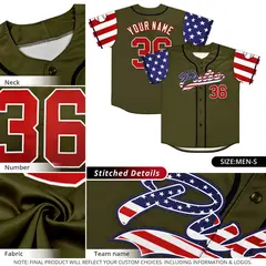 Black American Flag Design Baseball Jersey 6