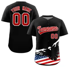 Black American Flag Eagle Baseball Jersey