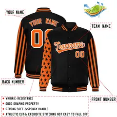 Black American Flag Varsity Full-Snap Raglan Letterman Bomber Jacket 2