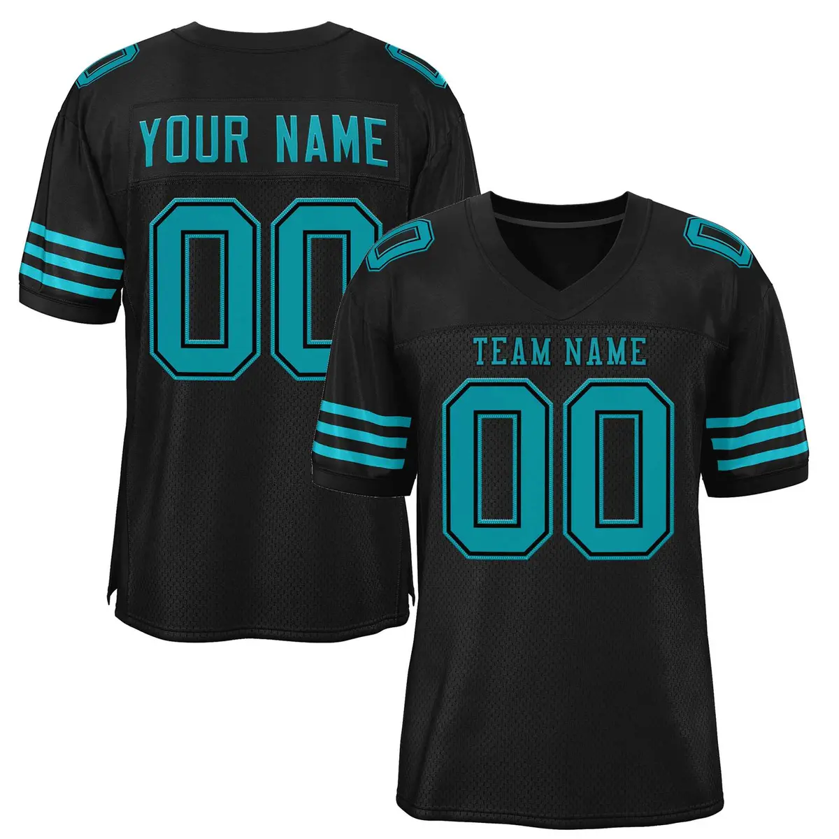 Black Aqua-Black Classic Authentic Football Jersey