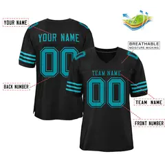 Black Aqua-Black Classic Authentic Football Jersey 2