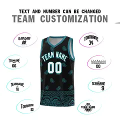 Black Aqua Cashew Pattern Basketball Jersey 39