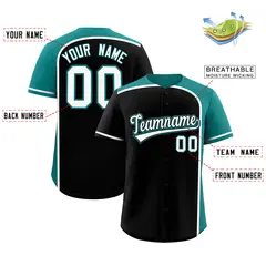 Black Aqua Color Block Authentic Baseball Jersey 2