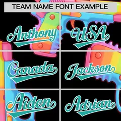 Black Aqua Firepower Graffiti Breathable Baseball Jersey 5