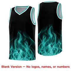 Black Aqua Flame Graffiti Quick-Drying Basketball Jersey 6