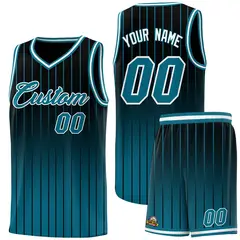 Black Aqua Gradient Stripe Fashion Basketball Jersey