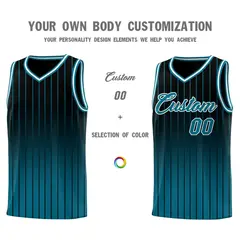 Black Aqua Gradient Stripe Fashion Basketball Jersey 3