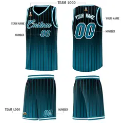 Black Aqua Gradient Stripe Fashion Basketball Jersey 5