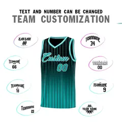 Black Aqua Gradient Stripe Fashion Basketball Jersey 4
