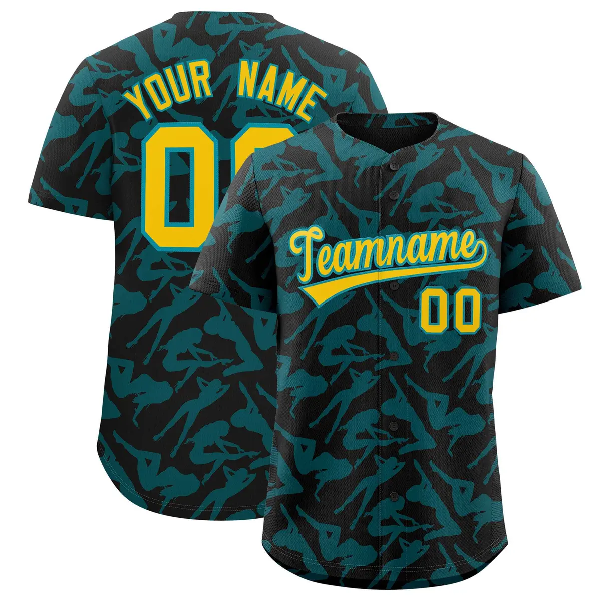 Black Aqua Graffiti Pattern Baseball Jersey
