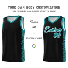 Black Aqua Indians Pattern Basketball Uniform Jersey 3