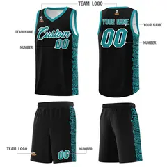 Black Aqua Indians Pattern Basketball Uniform Jersey 5