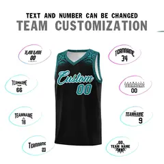 Black Aqua Indians Print Basketball Uniform Jersey 4