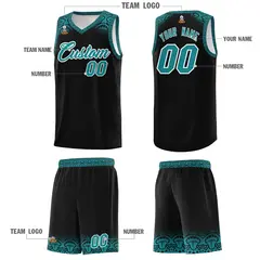Black Aqua Indians Print Basketball Uniform Jersey 5