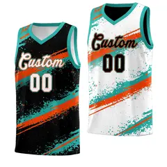 Black Aqua Orange Reversible Stellar Strike Velocity Basketball Jersey 1