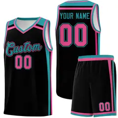 Black Aqua Pink Color Charge Series Team Basketball Jersey