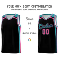 Black Aqua Pink Color Charge Series Team Basketball Jersey 3