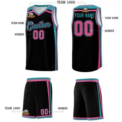 Black Aqua Pink Color Charge Series Team Basketball Jersey 5