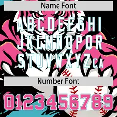 Black Aqua Pink Full-Snap Tiger Graffiti Baseball Jersey 7