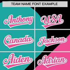 Black Aqua-Pink Half Heart Color Block Baseball Jersey 3