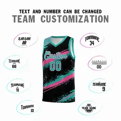 Black Aqua Pink Reversible Basketball Jersey Stellar Strike Series 2