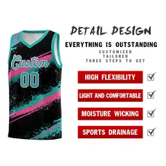 Black Aqua Pink Reversible Basketball Jersey Stellar Strike Series 3