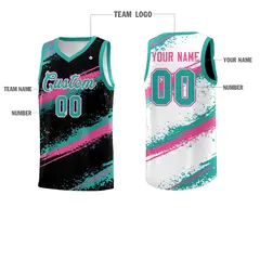Black Aqua Pink Reversible Basketball Jersey Stellar Strike Series 4