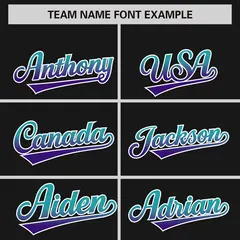 Black Aqua-Purple Gradient Raglan Sleeves Varsity Full-Snap Baseball Jacket 3