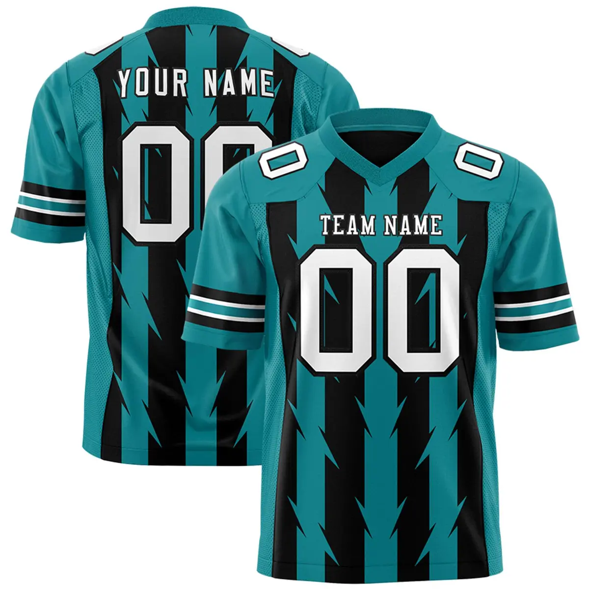 Black Aqua Razr Stripe Graffiti Pattern Flag Football Jersey