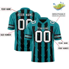 Black Aqua Razr Stripe Graffiti Pattern Flag Football Jersey 2