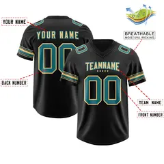 Black Aqua Retro Sleeve Line Authentic Football Jersey 2