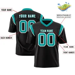 Black Aqua Shoulder Cut Two-Tone Flag Football Jersey 2