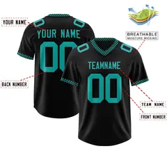 Black Aqua Square Neckline Classic Authentic Football Jersey 2