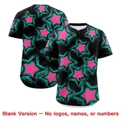 Black Aqua Star Graffiti Baseball Jersey 9