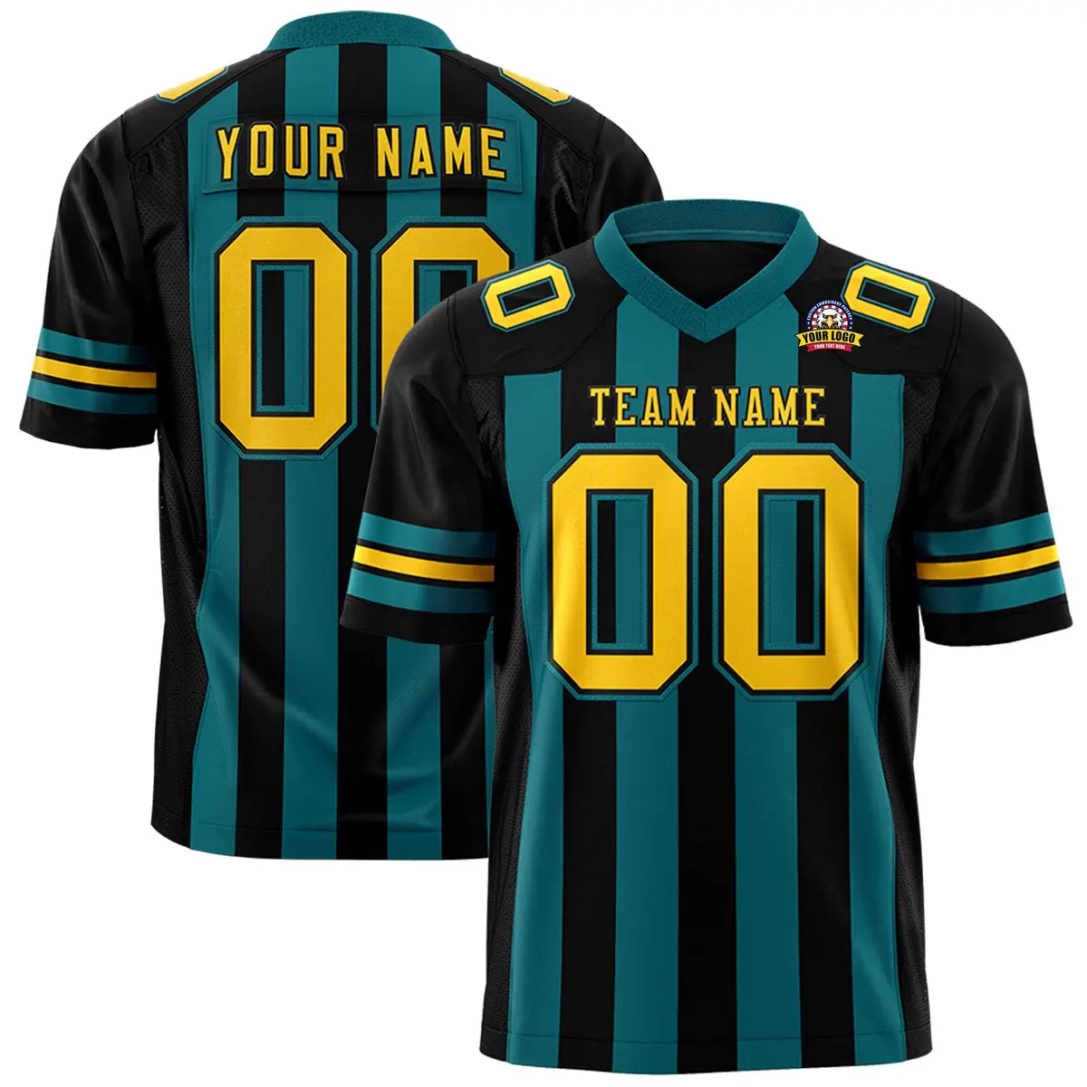 Black Aqua Thick Stripe Authentic Football Jersey