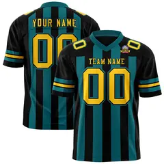 Black Aqua Thick Stripe Authentic Football Jersey 1