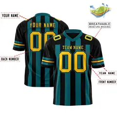 Black Aqua Thick Stripe Authentic Football Jersey 2