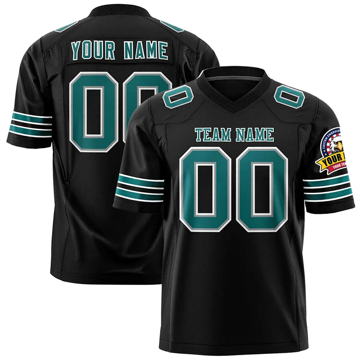 Black Aqua-White Classic Authentic Football Jersey