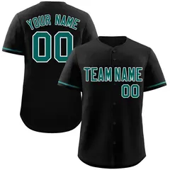 Black Aqua-White Classic Style Baseball Jersey 1