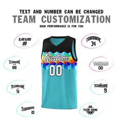 Black Aqua-White Colorful Basketball Jersey Sets 3