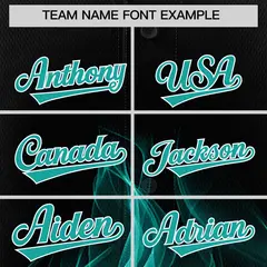 Black Aqua White Flame Graffiti Baseball Jersey 3