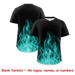Black Aqua White Flame Graffiti Baseball Jersey 7