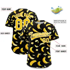 Black Banana Graffiti Pattern Fashion Baseball Jersey 2