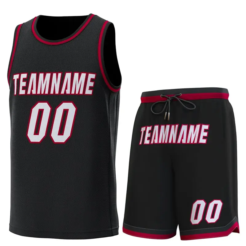 Black Black-Crimson Classic Sets Basketball Jersey