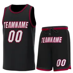 Black Black-Crimson Classic Sets Basketball Jersey 1