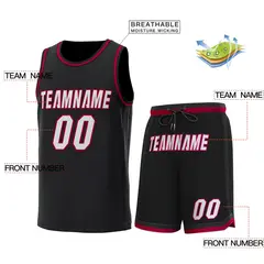 Black Black-Crimson Classic Sets Basketball Jersey 2