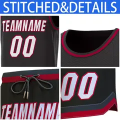 Black Black-Crimson Classic Sets Basketball Jersey 6