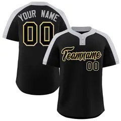 Black Black-Gold Classic Style Two-Button Softball Jersey