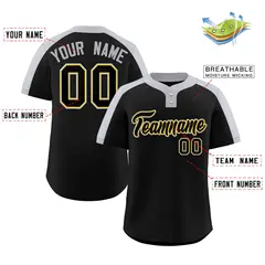 Black Black-Gold Classic Style Two-Button Softball Jersey 2